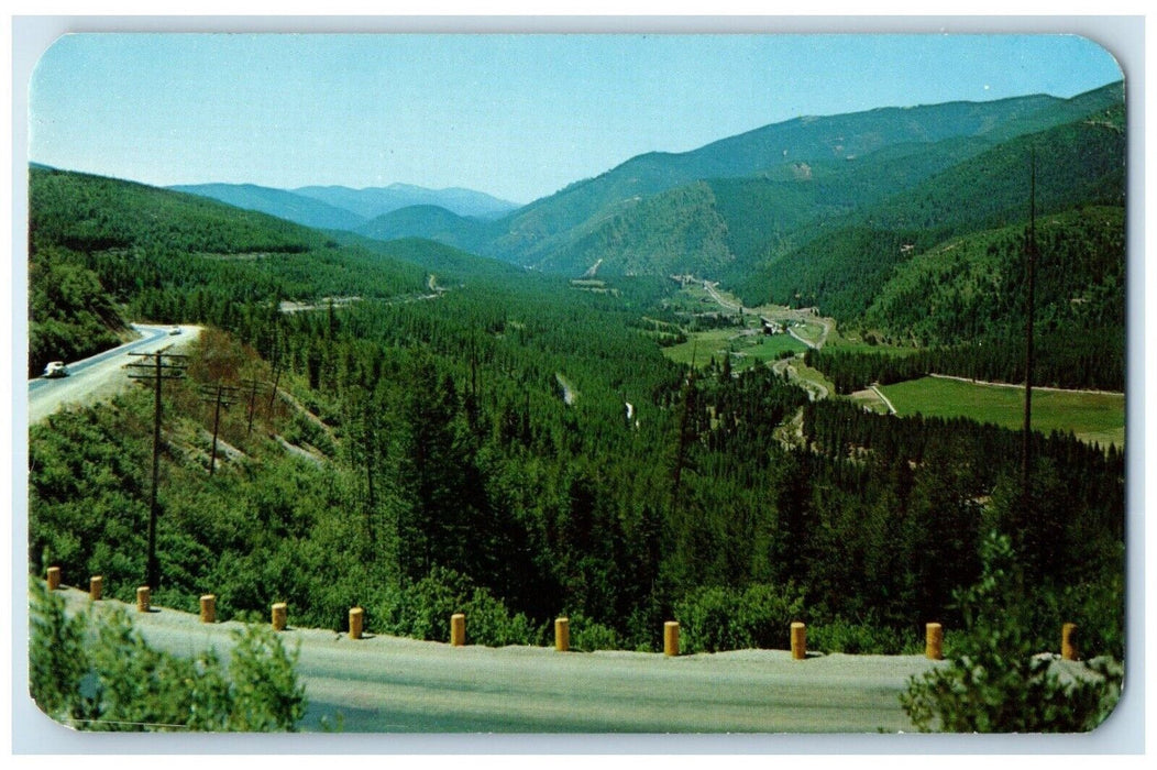 c1960 From Lookout Pass Idaho Motorists Coeur D' Alene Missoula Montana Postcard