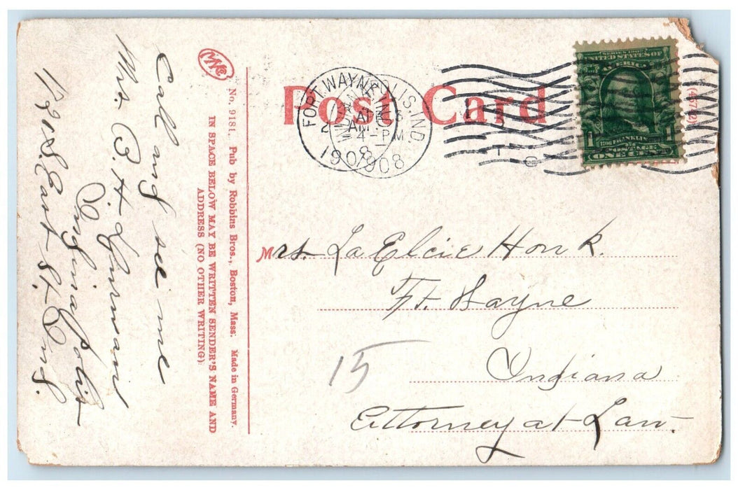 1908 View Washington Showing State Life Building Indianapolis Indiana Postcard