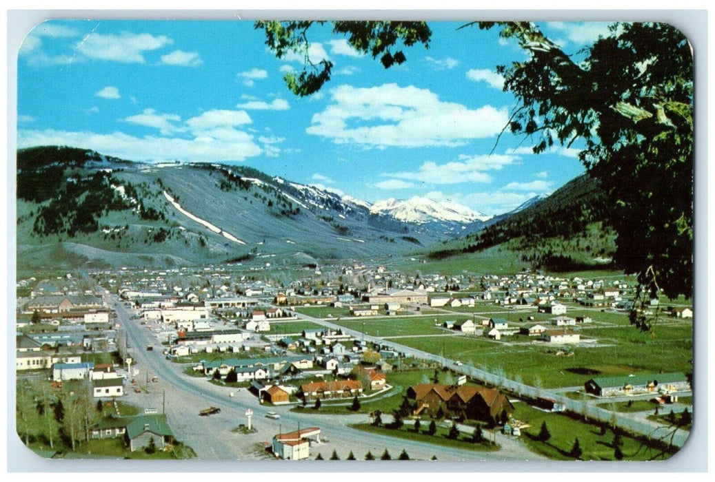 c1950's Bird's Eye View Of Grand Teton Park Jackson Wyoming WY Vintage Postcard