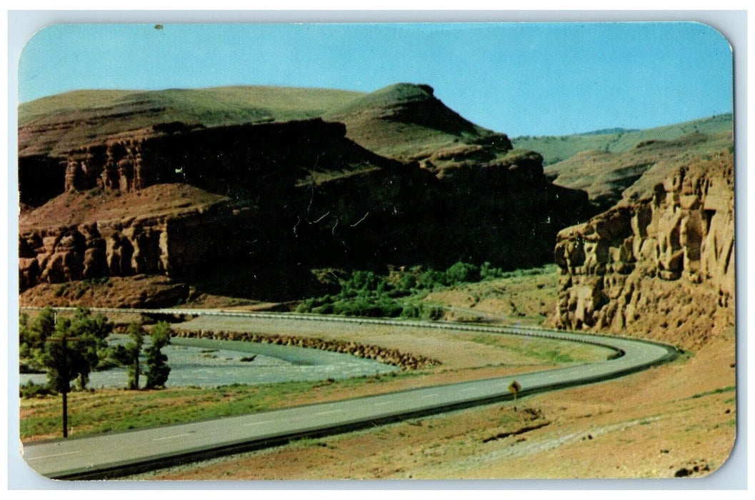 c1950's Red Rocks And Wind River Yellowstone Park Wyoming WY Vintage Postcard