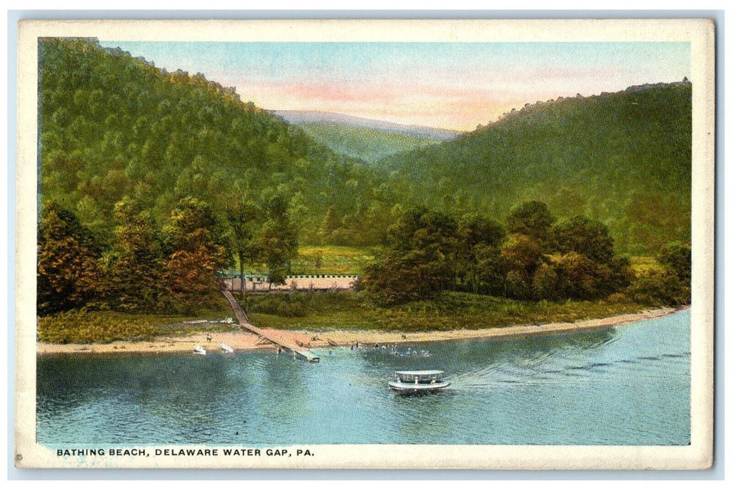 c1930's Bathing Beach Delaware Boat Water Gap Pennsylvania PA Vintage Postcard