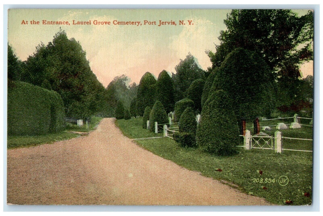 c1910's At The Entrance Laurel Grove Cemetery Port Jervis New York NY Postcard