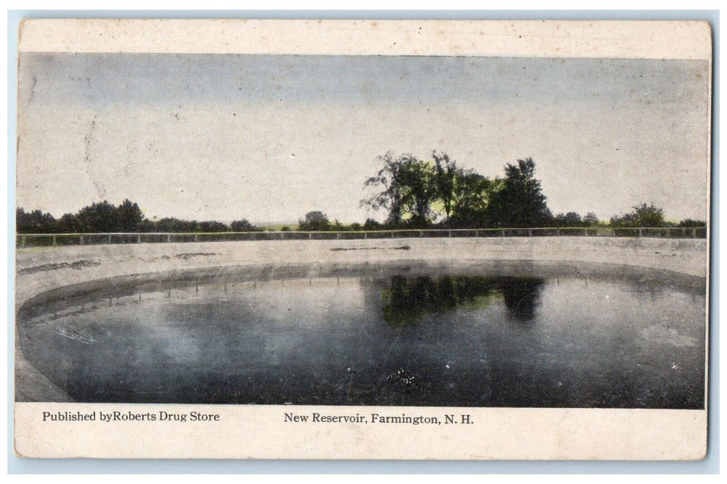 1919 Scenic View New Reservoir Pond Lake Farmington New Hampshire NH Postcard