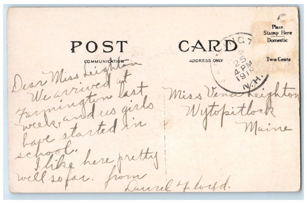 1919 Scenic View New Reservoir Pond Lake Farmington New Hampshire NH Postcard