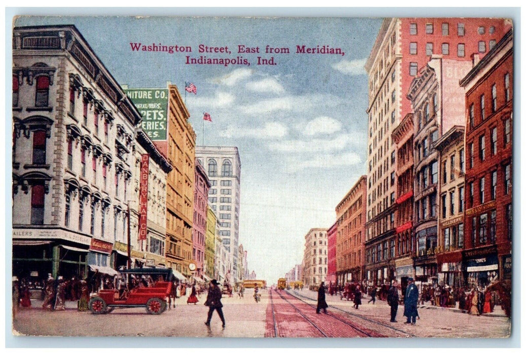 1910 Washington Street Classic Cars East Meridian Indianapolis Indiana Postcard