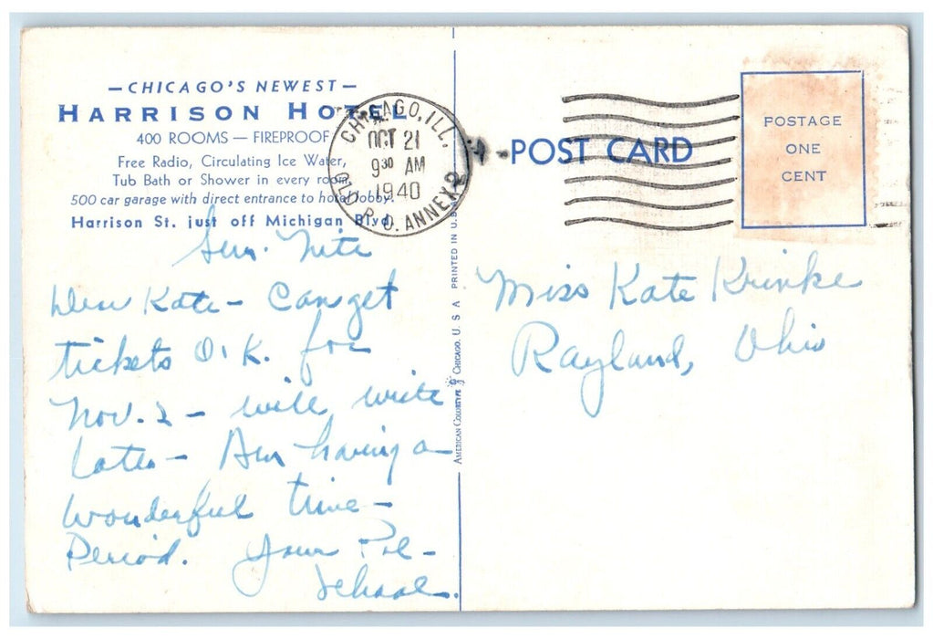 c1940 Chicago Stop Harrison Hotel Building Multi-View Chicago Illinois Postcard