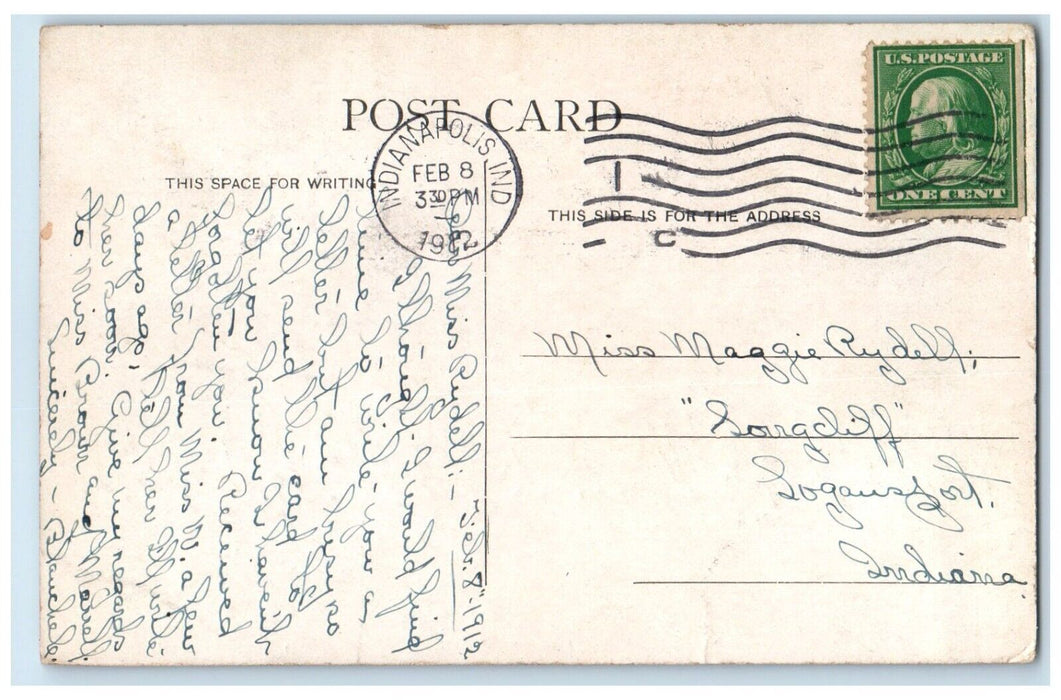 1912 Front View Harrison Monument Indianapolis Indiana Antique Vintage Postcard