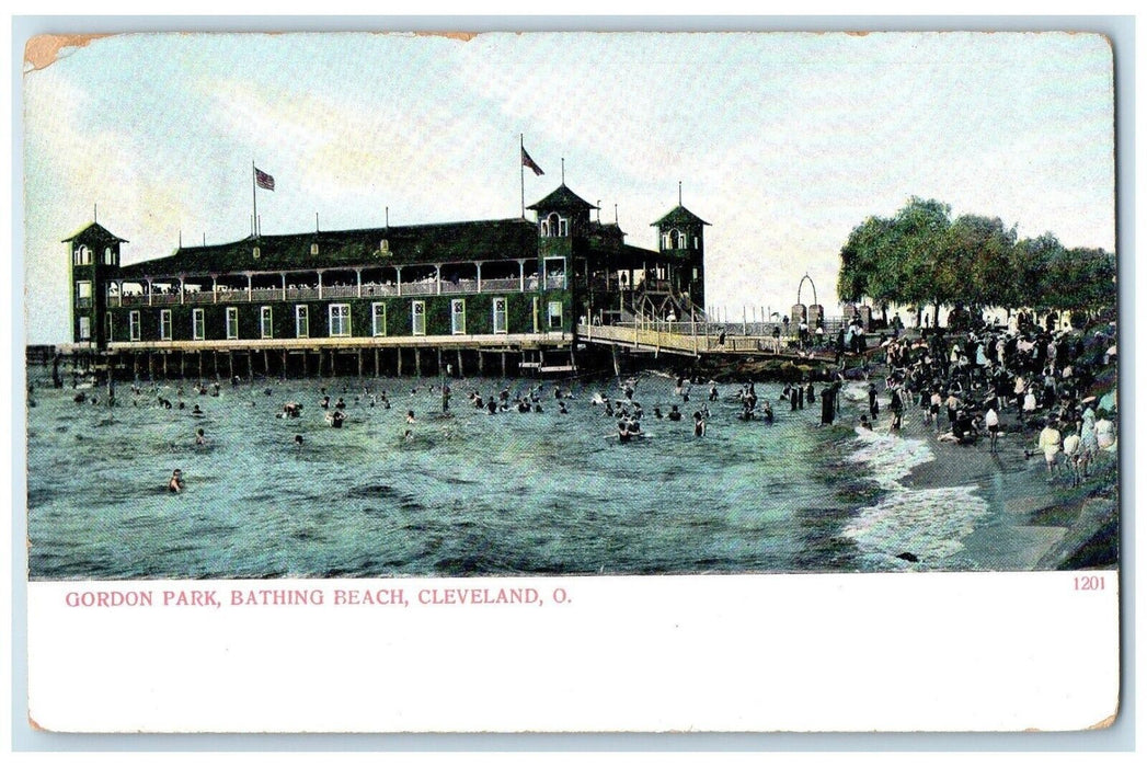 1905 Bathing Beach Building Swimming Gordon Park Cleveland Ohio Antique Postcard