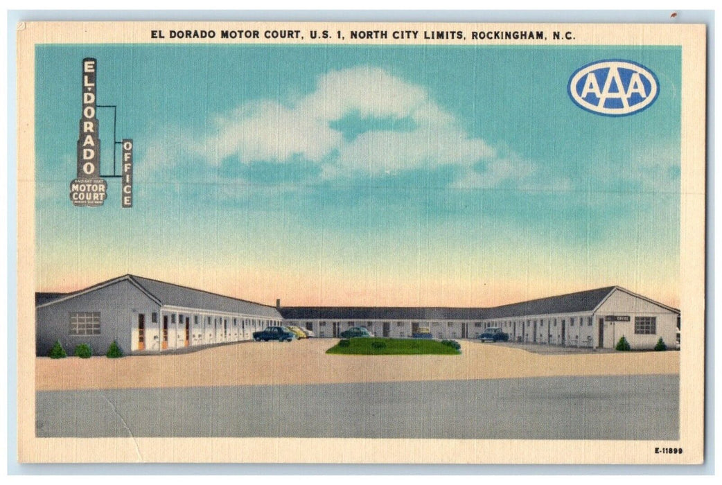 1955 El Dorado Motor Court Roadside Rockingham North Carolina NC Posted Postcard