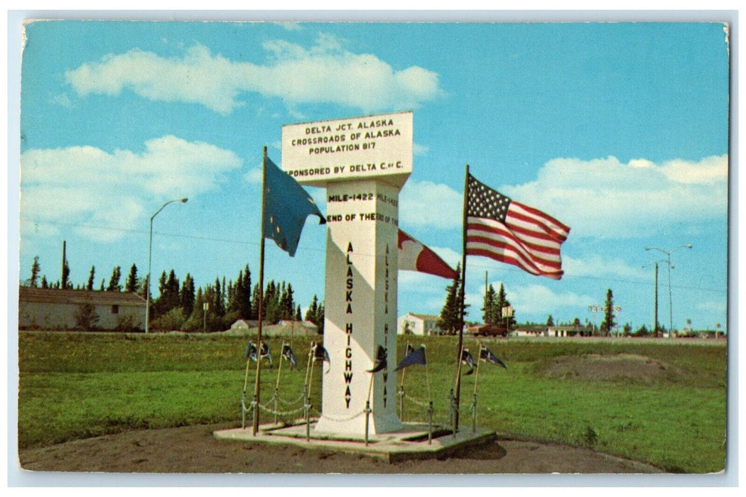 Crossroads End Of Alaska Highway Delta Junction Alaska AK Vintage Postcard