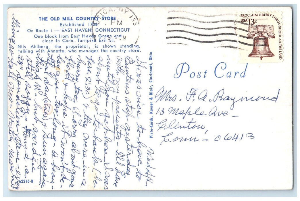 The Old Mill Country Store East Haven Connecticut CT, Horse Wagon Postcard