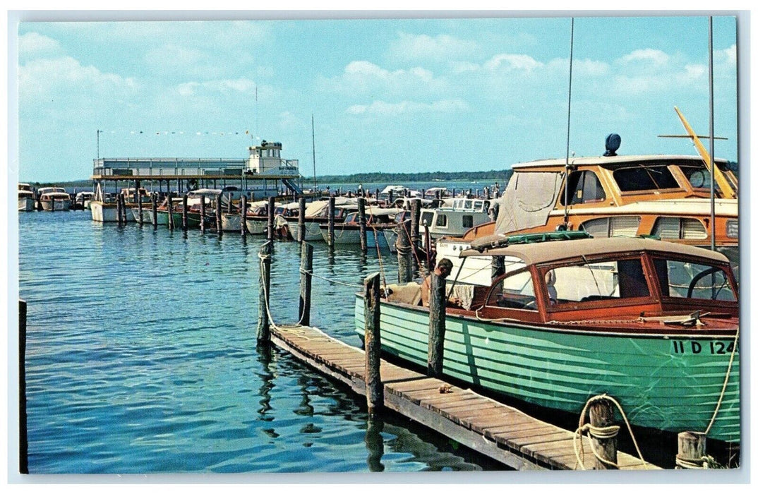 c1950's Marinas Showing Private Boats Cruiser Dewey Beach Delaware DE Postcard