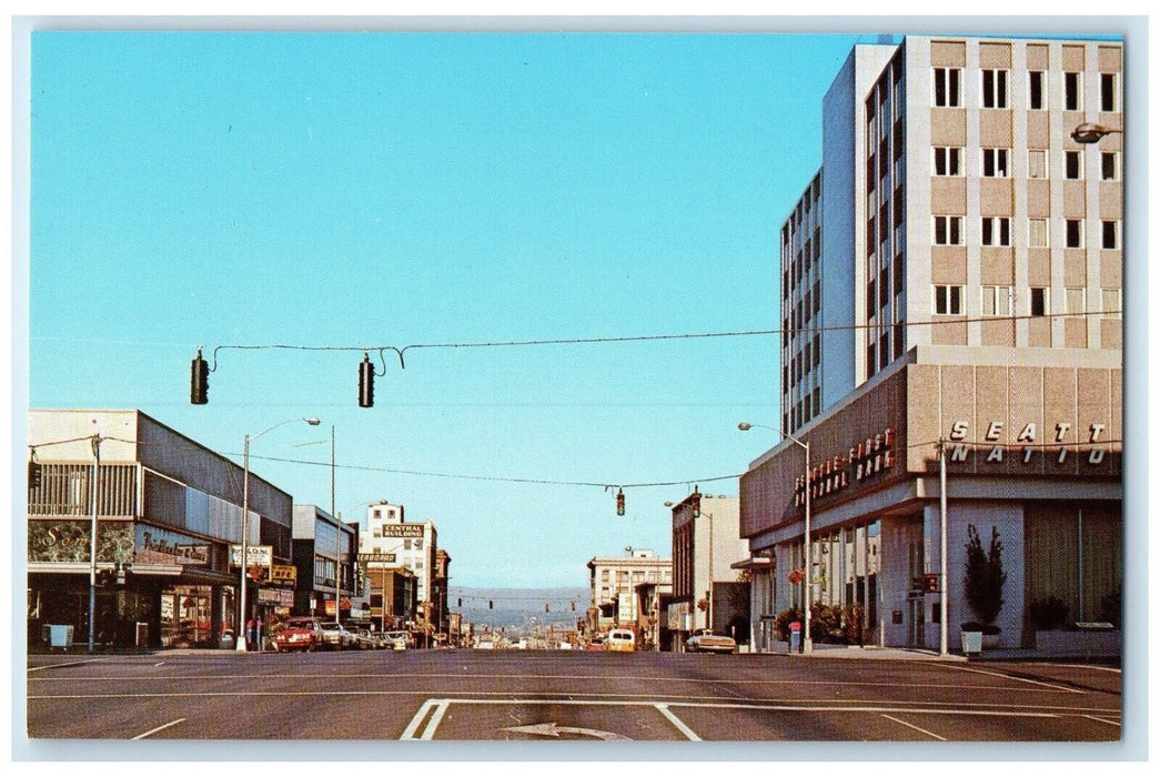 c1950's Looking East Hewitt Avenue Cars Everett Washington WA Vintage Postcard