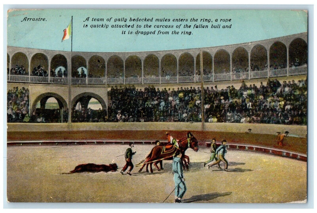 1916 Bull Fighting USS Michigan US Navy Ship Sailor Mail Posted Antique Postcard