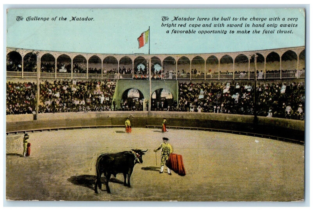 1916 The Challenge Of The Matador USS Michigan US Navy Ship Antique Postcard