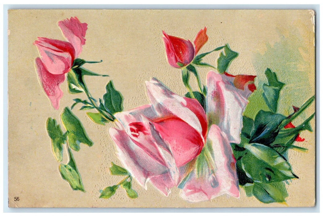 1910 Flowers Airbrushed Embossed Balbec Indiana IN Posted Antique Postcard