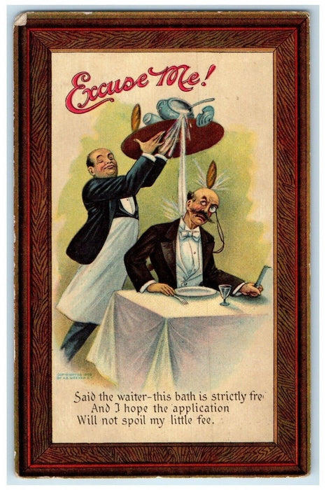 1910 Waiter Water Fell Bath Atlantic Mine Michigan MI DPO Antique Postcard