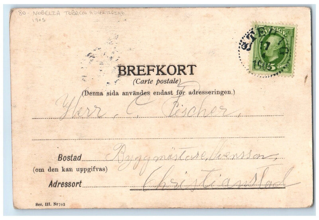 1905 Anthropomorphic Cat Nobelza Tobacco Advertising Posted Antique Postcard