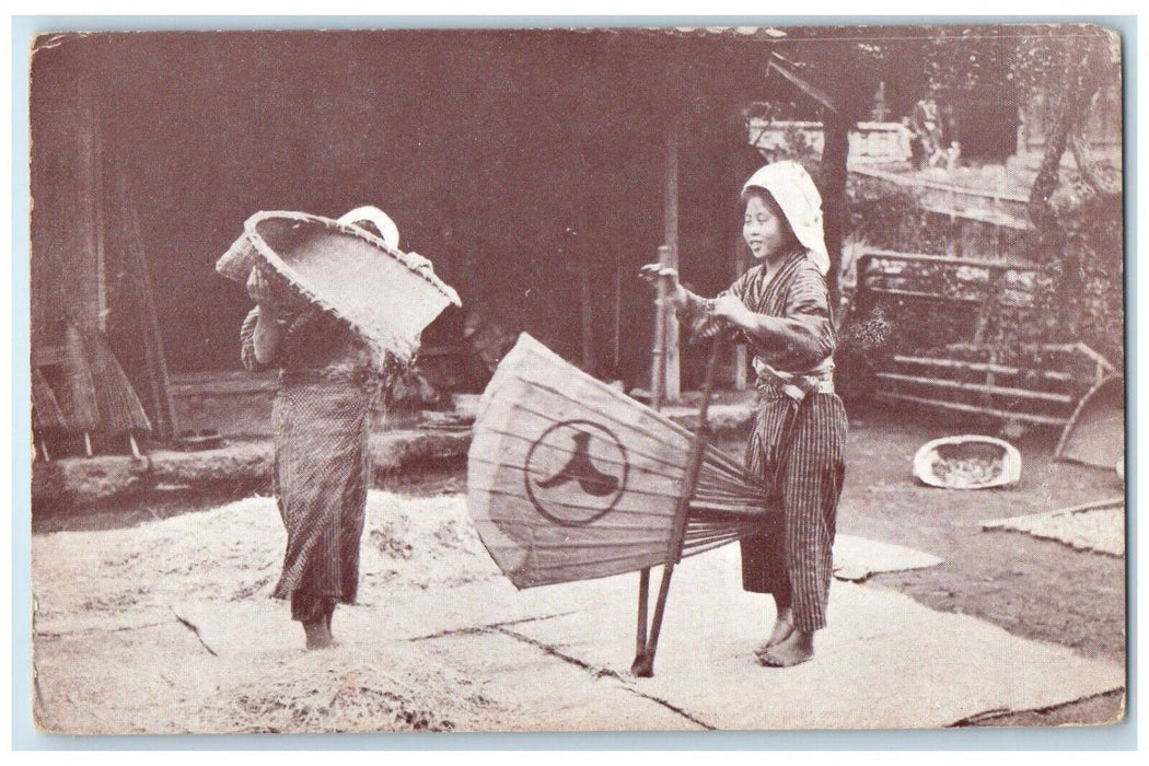 Girls Winnowing The Rice Japan Christian Missionary Unposted Vintage Postcard