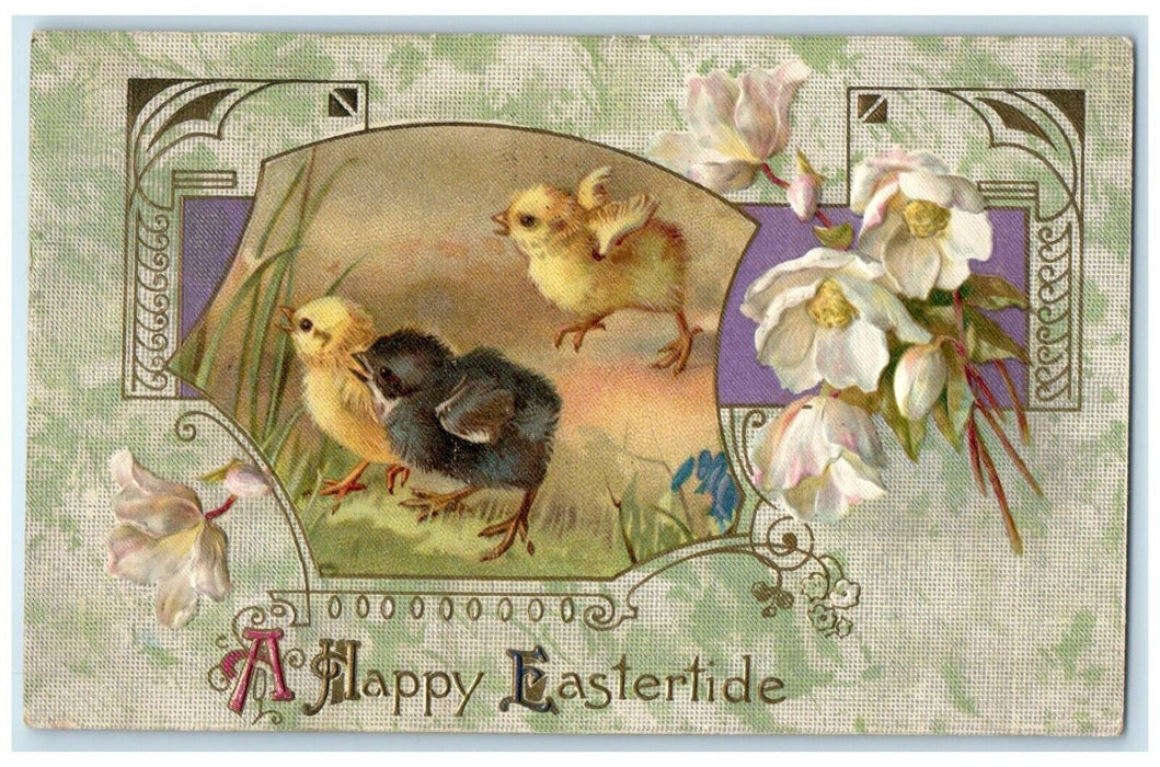 1910 Easter Baby Chicks Flowers Winsch Back Embossed Columbus Ohio OH Postcard