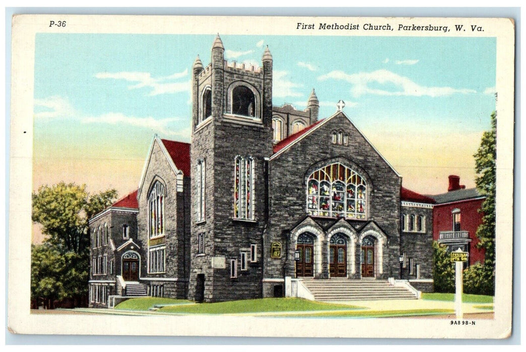 c1930's First Methodist Church Parkersburg West Virginia WV Vintage Postcard