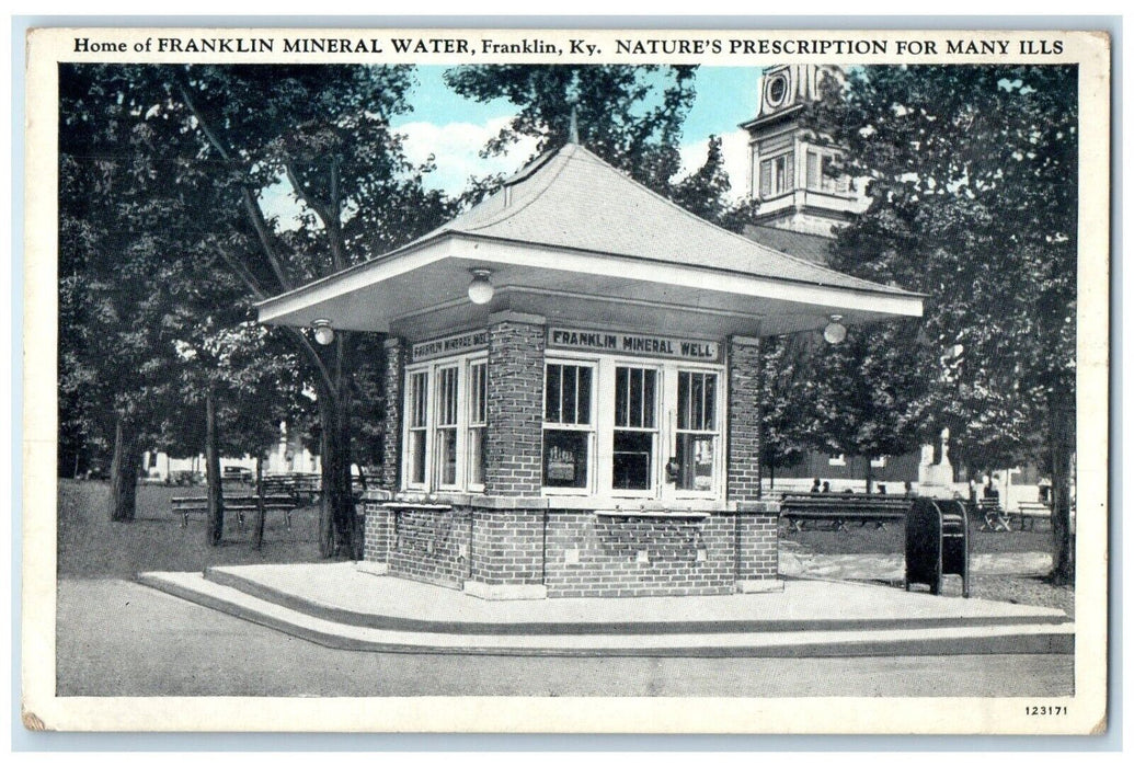 c1930's Home Of Franklin Mineral Water Franklin Kentucky KY Vintage Postcard