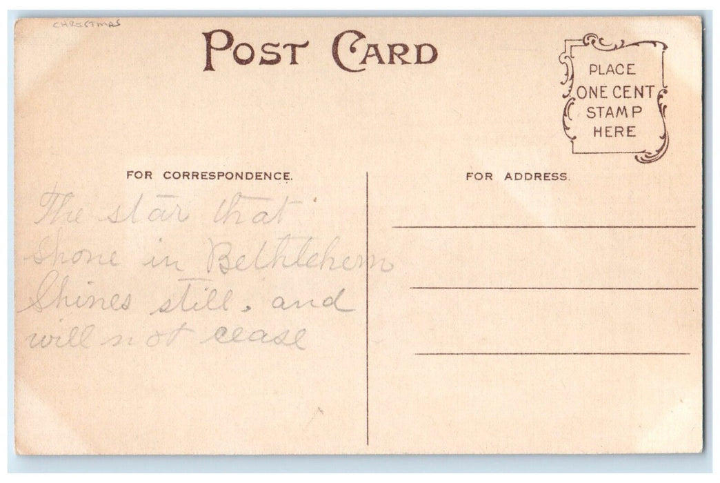c1910's Christmas Peace On Earth Snowfall Winter Moon Scene Antique Postcard