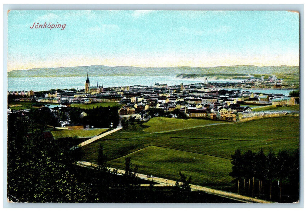 c1910 Jonkoping Lake Vättern Southern Sweden Antique Unposted Postcard