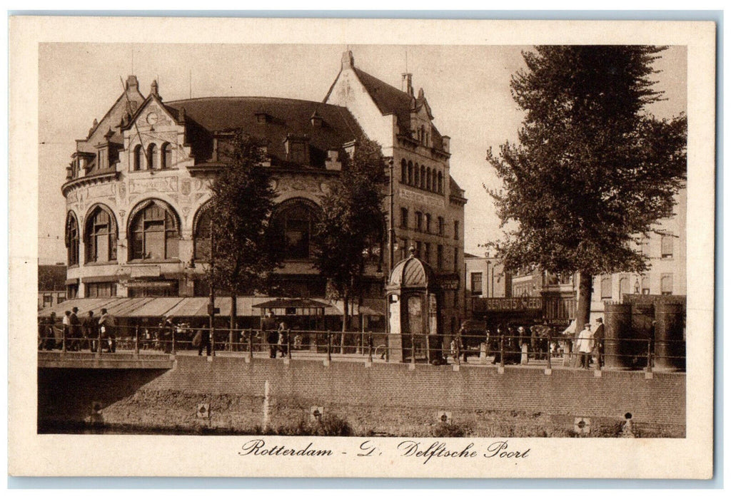 c1940's Delftsche Poort Rotterdam Netherlands Vintage Unposted Postcard