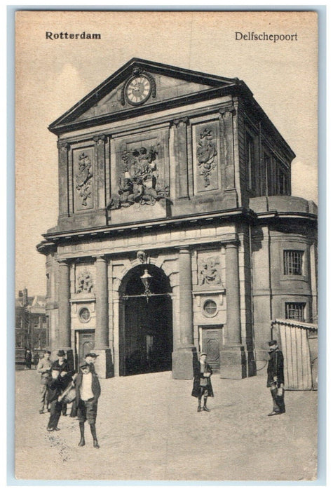 1908 Clock Tower Delfschepoort Rotterdam Netherlands Antique Posted Postcard
