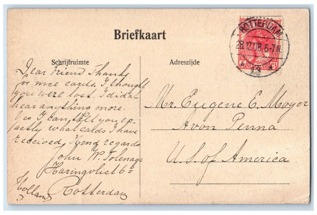1908 Clock Tower Delfschepoort Rotterdam Netherlands Antique Posted Postcard