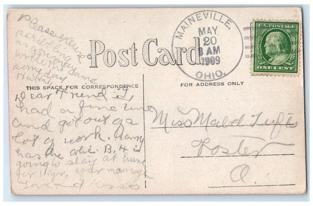 1909 Profit Sharing Plan One Kiss Maineville Ohio OH Posted Antique Postcard