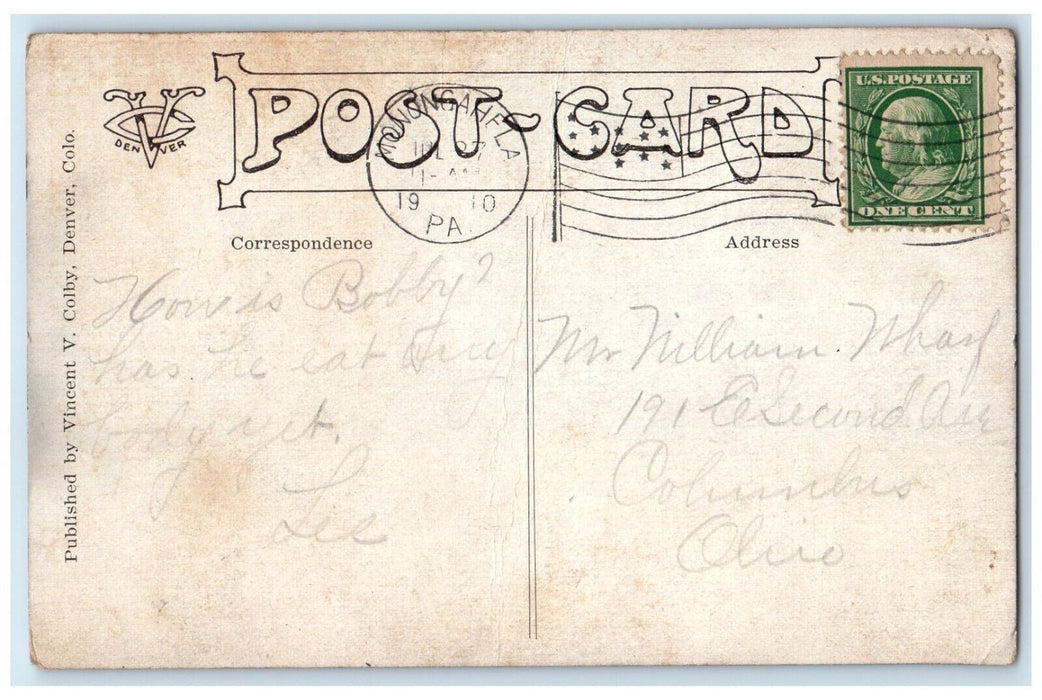 1910 City Pound Cute Dog Monongahela Pennsylvania PA Posted Antique Postcard