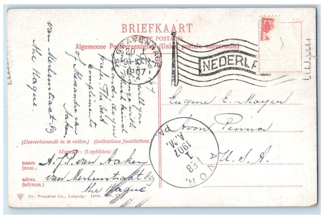 1907 Palace Hotel (Zeezijoe) Scheveningen Netherlands Antique Posted Postcard