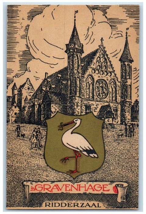 c1910 Bird Logo Ridderzaal Gravenhage Netherlands Antique Unposted Postcard