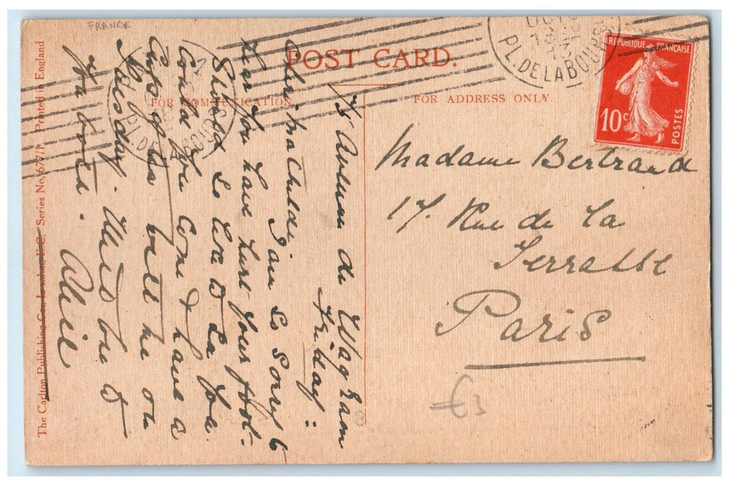 c1910's Pretty Woman Hat Feather Well Protected France Posted Antique Postcard
