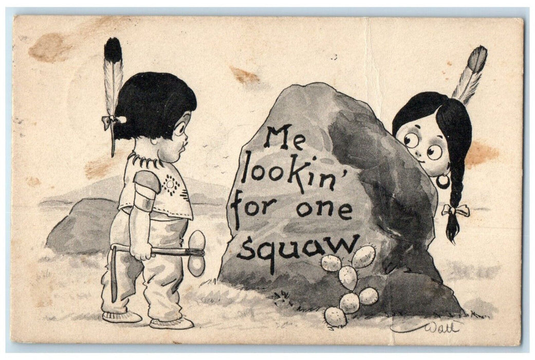 c1910's Indian Kids Me Lookin For One Squaw Wall Bethlehem PA Antique Postcard