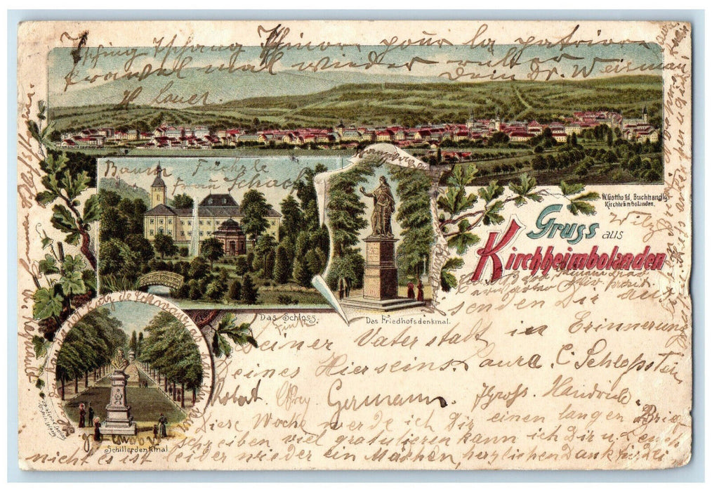 1897 Greetings from Kirchheimbolanden Germany Posted Antique Postcard