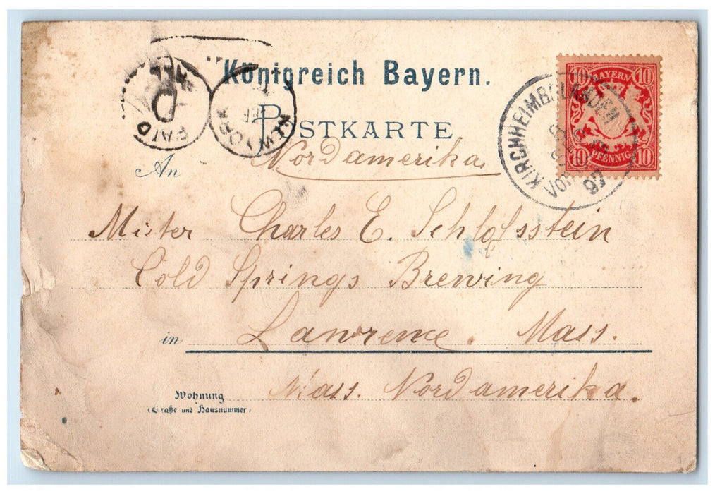 1897 Greetings from Kirchheimbolanden Germany Posted Antique Postcard