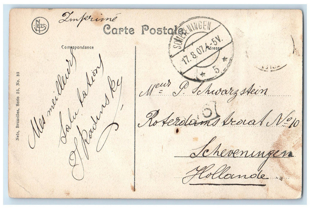1907 Scene of Boat The Antwerp Basins Belgium Posted Antique Postcard