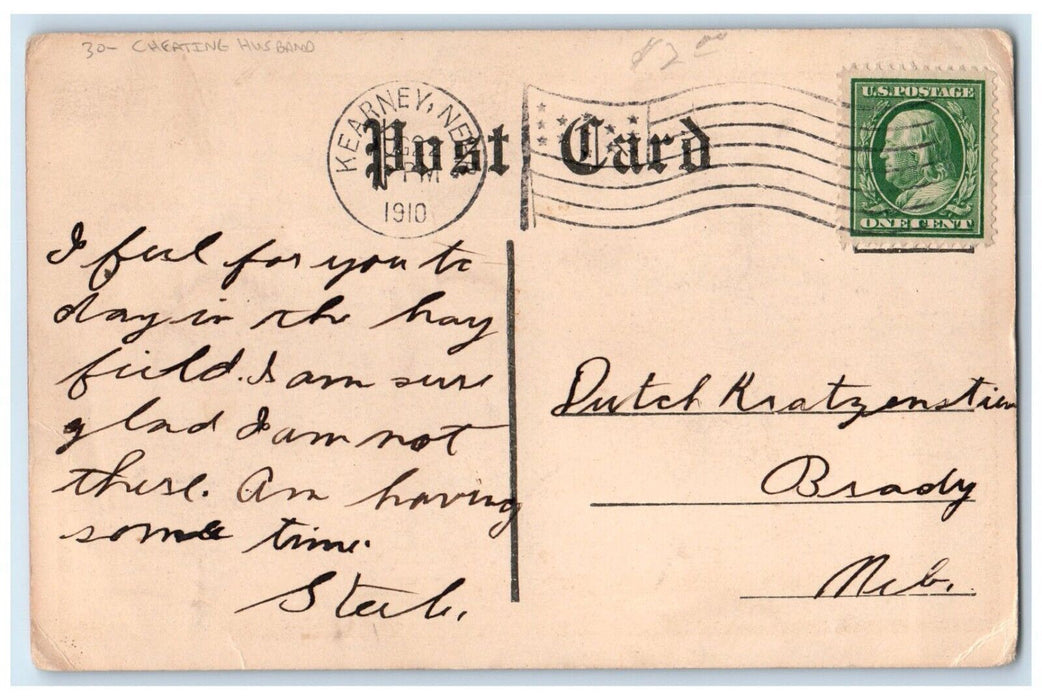 1910 Rooster Chicken Hen Cheating Husband Kearney Nebraska NE Antique Postcard