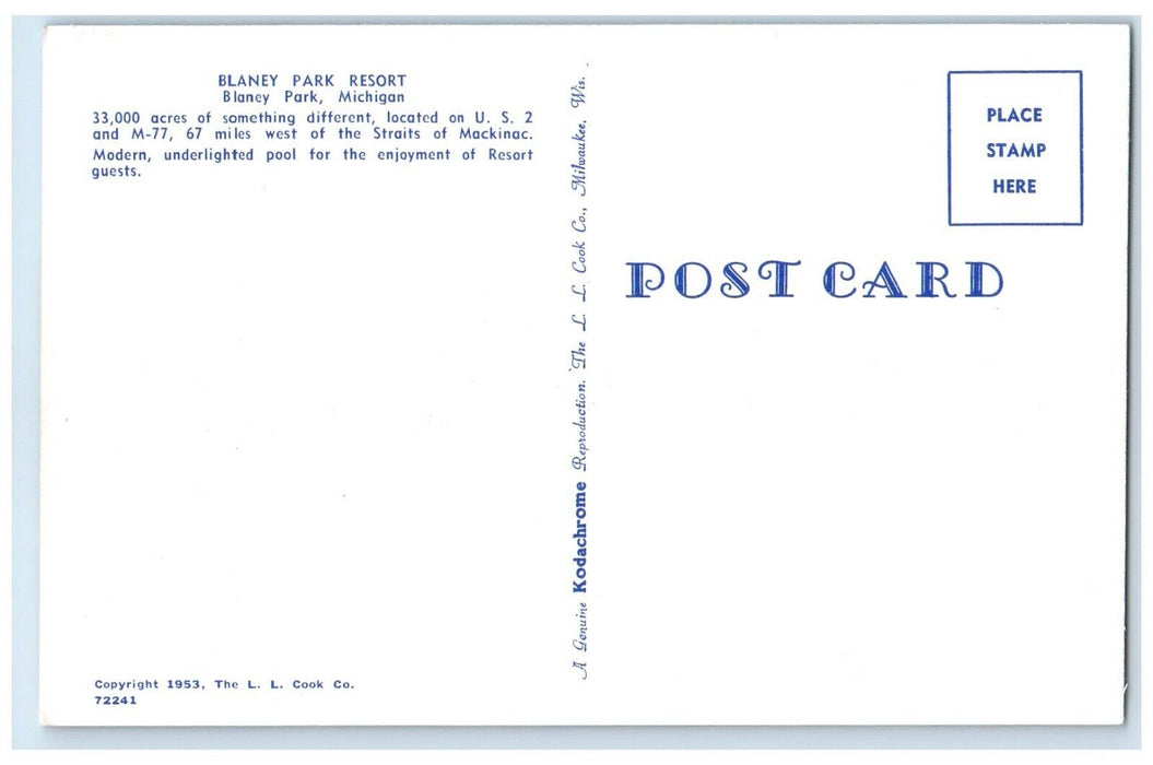 c1930's Blaney Park Resort Swimming Pool Blaney Park Michigan MI Postcard