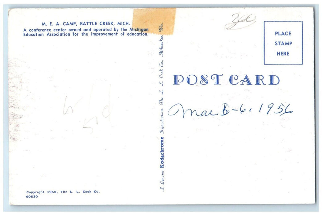 c1950's M E A Camp Car Battle Creek Michigan MI Unposted Vintage Postcard