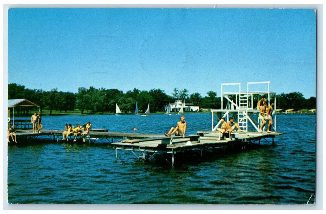 1960 Lake Scene From Culver Inn On Lake Maxinkuckee Culver Indiana IN Postcard