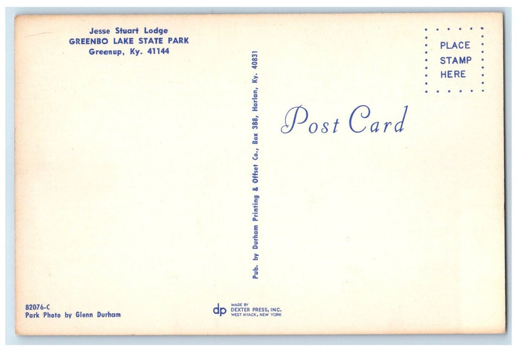 c1940's Jesse Stuart Lodge Greenbo Lake State Park Greenup Kentucky KY Postcard