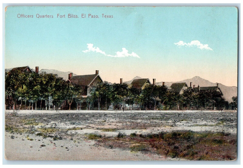 c1910's View Of Officers Quarters Fort Bliss El Paso Texas TX Antique Postcard