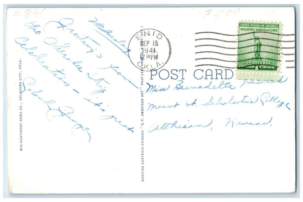 1941 Pahsetopah Osage Indian In Full Dress Oklahoma Enid OK Vintage Postcard