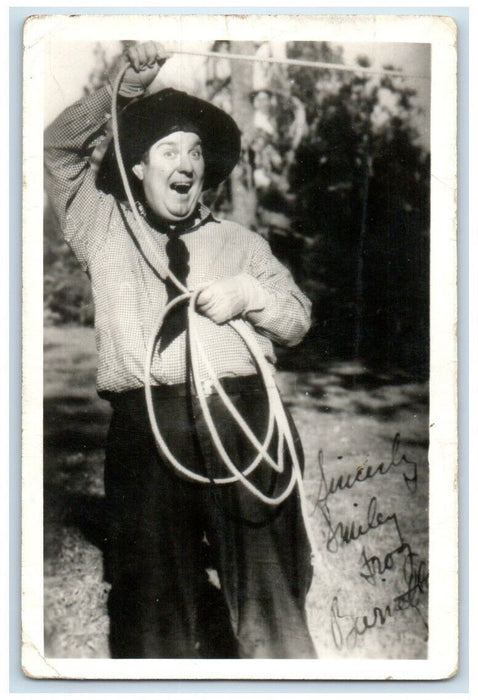 c1940's Smiley Burnette Cowboy Actor Lasso RPPC Photo Unposted Postcard