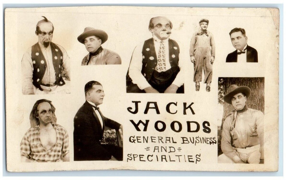c1920's Jack Woods Multiview Actor Cowboy Cigar Smoking RPPC Photo Postcard