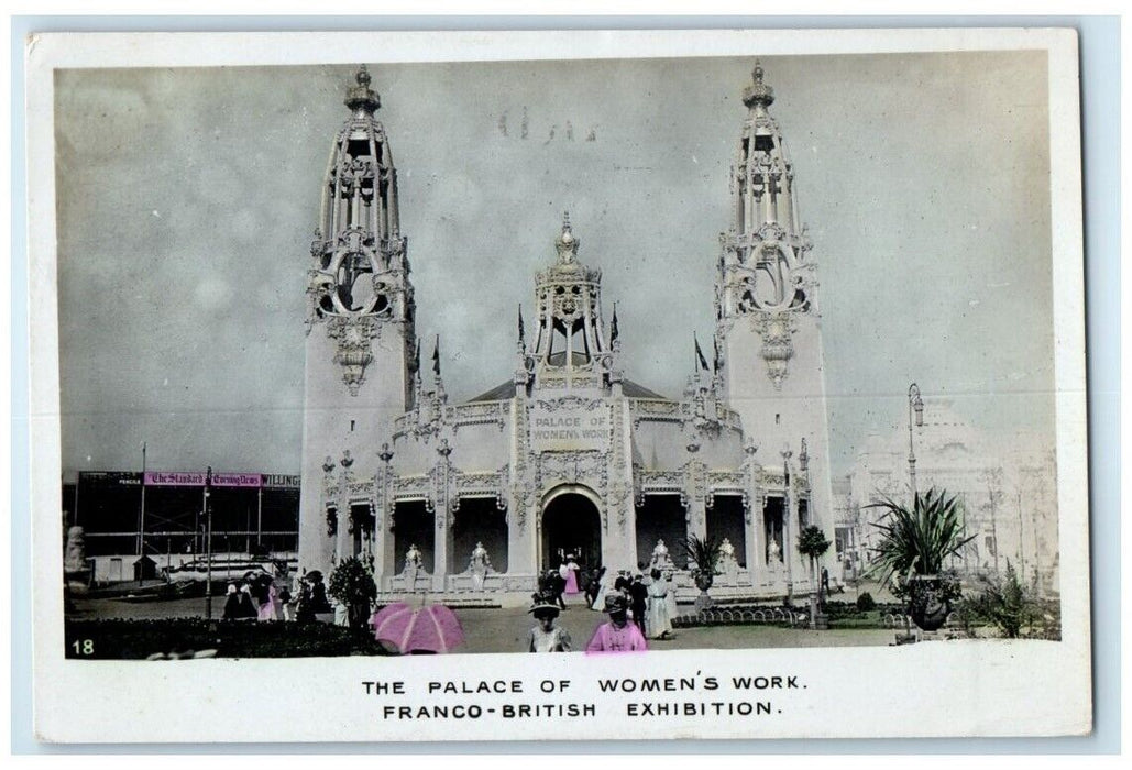 1908 Franco-British Expo Palace Of Women's Work London RPPC Photo Postcard